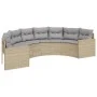 Semicircular garden sofa with table and beige PE rattan cushions by , Outdoor sofas - Ref: Foro24-3318519, Price: 485,92 €, D...