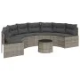 Semicircular garden sofa with table and gray PE rattan cushions by , Outdoor sofas - Ref: Foro24-3318527, Price: 468,85 €, Di...