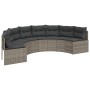 Semicircular garden sofa with table and gray PE rattan cushions by , Outdoor sofas - Ref: Foro24-3318527, Price: 489,63 €, Di...