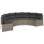 Semicircular garden sofa with table and gray PE rattan cushions by , Outdoor sofas - Ref: Foro24-3318527, Price: 468,85 €, Di...