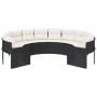 Round garden sofa with black synthetic rattan cushions by , Outdoor sofas - Ref: Foro24-3318531, Price: 510,35 €, Discount: %