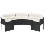 Round garden sofa with black synthetic rattan cushions by , Outdoor sofas - Ref: Foro24-3318531, Price: 615,39 €, Discount: %