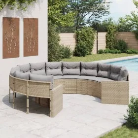 Round garden sofa with beige synthetic rattan cushions by , Outdoor sofas - Ref: Foro24-3318533, Price: 631,80 €, Discount: %