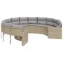 Round garden sofa with beige synthetic rattan cushions by , Outdoor sofas - Ref: Foro24-3318533, Price: 631,80 €, Discount: %