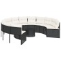 Round garden sofa with table and black PE rattan cushions by , Outdoor sofas - Ref: Foro24-3318544, Price: 542,90 €, Discount: %