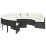 Round garden sofa with table and black PE rattan cushions by , Outdoor sofas - Ref: Foro24-3318544, Price: 654,76 €, Discount: %