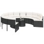 Round garden sofa with table and black PE rattan cushions by , Outdoor sofas - Ref: Foro24-3318544, Price: 542,90 €, Discount: %