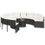 Round garden sofa with table and black PE rattan cushions by , Outdoor sofas - Ref: Foro24-3318544, Price: 654,76 €, Discount: %