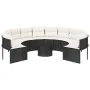 Round garden sofa with table and black PE rattan cushions by , Outdoor sofas - Ref: Foro24-3318544, Price: 654,76 €, Discount: %