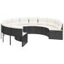 Round garden sofa with table and black PE rattan cushions by , Outdoor sofas - Ref: Foro24-3318544, Price: 542,90 €, Discount: %