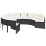 Round garden sofa with table and black PE rattan cushions by , Outdoor sofas - Ref: Foro24-3318544, Price: 654,76 €, Discount: %