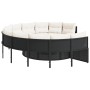 Round garden sofa with table and black PE rattan cushions by , Outdoor sofas - Ref: Foro24-3318544, Price: 542,90 €, Discount: %