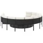 Round garden sofa with table and black PE rattan cushions by , Outdoor sofas - Ref: Foro24-3318544, Price: 654,76 €, Discount: %
