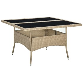 Garten-Esstisch aus synthetischem Rattan und beigem Glas von vidaXL, Gartentische - Ref: Foro24-310555, Preis: 138,01 €, Raba...
