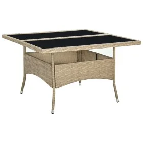 Synthetic rattan and beige glass garden dining table by vidaXL, Garden tables - Ref: Foro24-310555, Price: 136,35 €, Discount: %