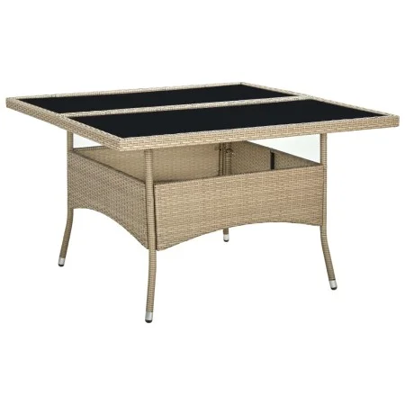 Garten-Esstisch aus synthetischem Rattan und beigem Glas von vidaXL, Gartentische - Ref: Foro24-310555, Preis: 136,35 €, Raba...