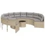 Round garden sofa with table and beige PE rattan cushions by , Outdoor sofas - Ref: Foro24-3318546, Price: 670,50 €, Discount: %