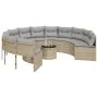 Round garden sofa with table and beige PE rattan cushions by , Outdoor sofas - Ref: Foro24-3318546, Price: 670,50 €, Discount: %