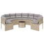 Sofá de jardín redondo con mesa y cojines ratán PE beige de , Sofás de exterior - Ref: Foro24-3318546, Precio: 555,77 €