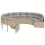 Round garden sofa with table and beige PE rattan cushions by , Outdoor sofas - Ref: Foro24-3318546, Price: 670,50 €, Discount: %