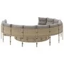 Round garden sofa with table and beige PE rattan cushions by , Outdoor sofas - Ref: Foro24-3318546, Price: 670,50 €, Discount: %