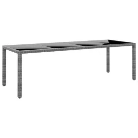Gartentisch aus gehärtetem Glas, grauem synthetischem Rattan, 250 x 100 x 75 cm von vidaXL, Gartentische - Ref: Foro24-310593...
