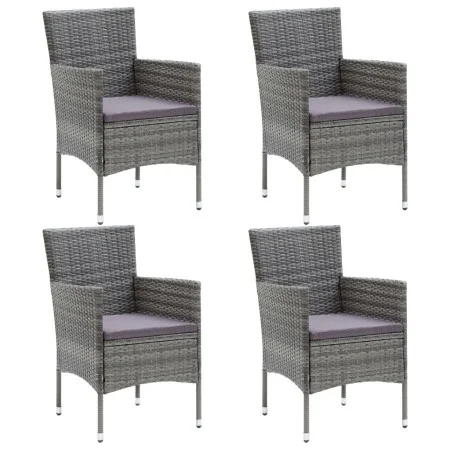 Garten-Esszimmerstühle, 4 Einheiten, graues synthetisches Rattan von vidaXL, Gartenstühle - Ref: Foro24-310563, Preis: 255,04...