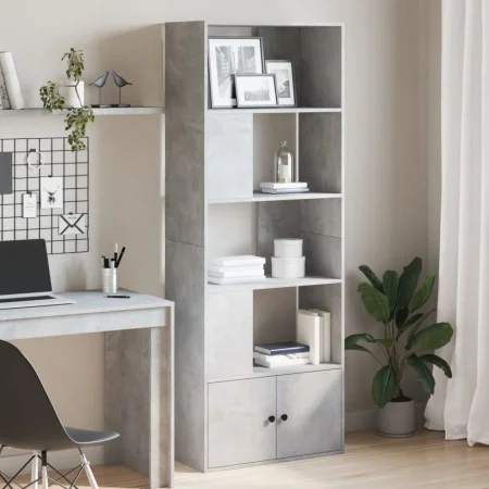 Engineered wood bookshelf in gray concrete 70x36x189 cm by , Bookcases and shelves - Ref: Foro24-3295320, Price: 110,03 €, Di...