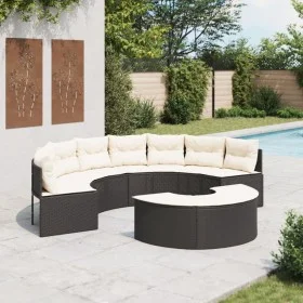 Semicircular garden sofa, 2 pieces, black synthetic rattan by , Outdoor sofas - Ref: Foro24-3262070, Price: 562,61 €, Discoun...
