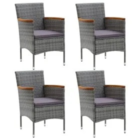 Garten-Esszimmerstühle, 4 Einheiten, graues synthetisches Rattan von vidaXL, Gartenstühle - Ref: Foro24-310567, Preis: 270,98...