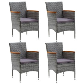 Garten-Esszimmerstühle, 4 Einheiten, graues synthetisches Rattan von vidaXL, Gartenstühle - Ref: Foro24-310567, Preis: 260,96...