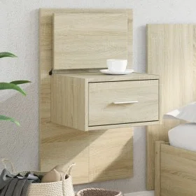 Wall-mounted bedside table with LED lights Sonoma oak by , Nightstands - Ref: Foro24-848161, Price: 62,61 €, Discount: %