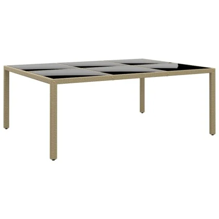 Gartentisch gehärtetes Glas synthetisches Rattan beige 200x150x75 cm von vidaXL, Gartentische - Ref: Foro24-310588, Preis: 23...