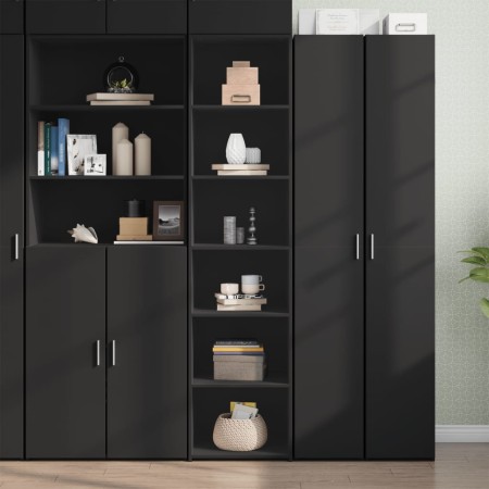 Tall black engineered wood sideboard 45x41x185 cm by , Sideboards - Ref: Foro24-3281674, Price: 103,89 €, Discount: %