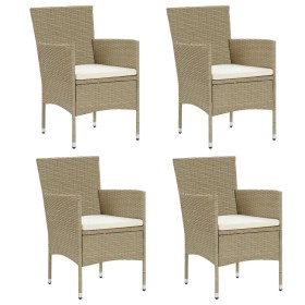 Gartenstühle 4 Einheiten beiges synthetisches Rattan von vidaXL, Gartenstühle - Ref: Foro24-310564, Preis: 243,00 €, Rabatt: %