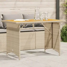 Gartentisch mit Oberfläche aus Holz-Rattan-PE in Beige, 110x68x70 cm. von , Gartentische - Ref: Foro24-366357, Preis: 101,72 ...