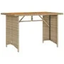 Garden table with beige PE rattan wood surface 110x68x70 cm by , Garden tables - Ref: Foro24-366357, Price: 101,72 €, Discoun...