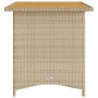 Mesa de jardín superficie de madera ratán PE beige 110x68x70 cm