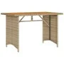 Garden table with beige PE rattan wood surface 110x68x70 cm by , Garden tables - Ref: Foro24-366357, Price: 101,72 €, Discoun...