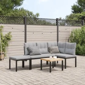 Gartenbankkissen 4-teilig, Stahl mit schwarzer Pulverbeschichtung. von , Gartensets - Ref: Foro24-3283652, Preis: 309,86 €, R...