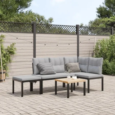 Gartenbankkissen 4-teilig, Stahl mit schwarzer Pulverbeschichtung. von , Gartensets - Ref: Foro24-3283652, Preis: 312,57 €, R...