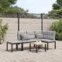 Gartenbankkissen 4-teilig, Stahl mit schwarzer Pulverbeschichtung. von , Gartensets - Ref: Foro24-3283652, Preis: 312,57 €, R...