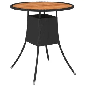 Black acacia synthetic rattan garden dining table Ø 70 cm by vidaXL, Garden tables - Ref: Foro24-310466, Price: 62,56 €, Disc...