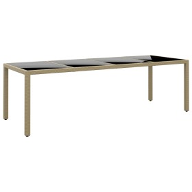 Garden table glass top beige synthetic rattan by vidaXL, Garden tables - Ref: Foro24-310594, Price: 184,44 €, Discount: %