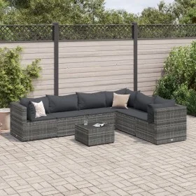 7-piece garden furniture set with gray synthetic rattan cushions by , Garden sets - Ref: Foro24-3308146, Price: 497,27 €, Dis...
