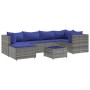 Gartenmöbel-Set 7-teilig und Kissen aus grauem Kunst-Rattan von , Gartensets - Ref: Foro24-3308223, Preis: 435,85 €, Rabatt: %