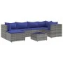 Set de muebles de jardín 7 pzas y cojines ratán sintético gris de , Conjuntos de jardín - Ref: Foro24-3308223, Precio: 430,74...