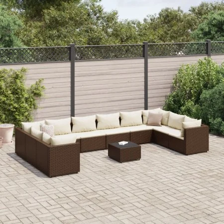 11-piece garden furniture set with brown synthetic rattan cushions by , Garden sets - Ref: Foro24-3308289, Price: 725,59 €, D...