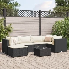 7-piece garden furniture set with black synthetic rattan cushions by , Garden sets - Ref: Foro24-3308216, Price: 475,69 €, Di...