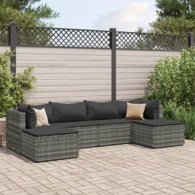 6-piece garden furniture set with gray synthetic rattan cushions by , Garden sets - Ref: Foro24-3308242, Price: 363,08 €, Dis...